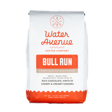 Load image into Gallery viewer, Water Avenue Coffee Company Bull Run coffee bag on a white background