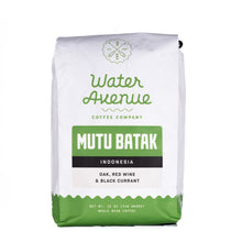 Load image into Gallery viewer, Coffee bag from Water Avenue Coffee Company with 'Mutu Batak' branding on a white background