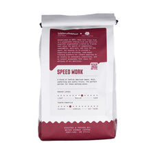 Load image into Gallery viewer, Coffee bag labeled 'Speed Work' with red and white design on a white background