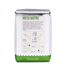 Load image into Gallery viewer, Coffee bag labeled 'Mutu Batak' with text and graphics on a white background

